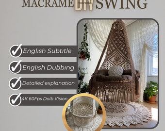 Muster VIDEO Tutorial Makramee Schaukel Stuhl,DIY Hängesessel,Schlafzimmer Stuhl,Makramee DIY,Boho Hängestuhl,Dıy Makramee Stuhl Video,Hängematte