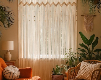 Makrameevorhang, boho Fenster und Tür, anpassbare Größe Wohnzimmer Makrameevorhang, Hochzeitshintergrund, Wandbehang Türvorhang, Boho