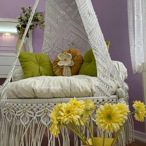 Macrame Swing Chair,Hammock Chair,Handmade Macrame Swing,Hanging Chair,Outdoor Hammock Chair,İndoor Macrame Swing,Patio Swing,Garden Swing