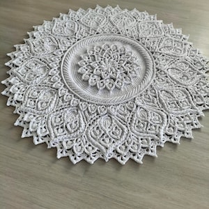 White Handmade Crochet Rug,Cotton Round Carpet,Bedroom Carpet,Girl Room Carper,Machine washable Carpet,Boho Style Rug,White Handmade Rug,
