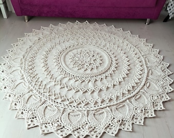 Woven Rug,Washable Woven Rug,Round Area Rug,Knitted Carpet,Doormat,Boho Crochet Rug,Rugs For Livingroom,Round Crochet Carpet,Cotton Rug,Gift