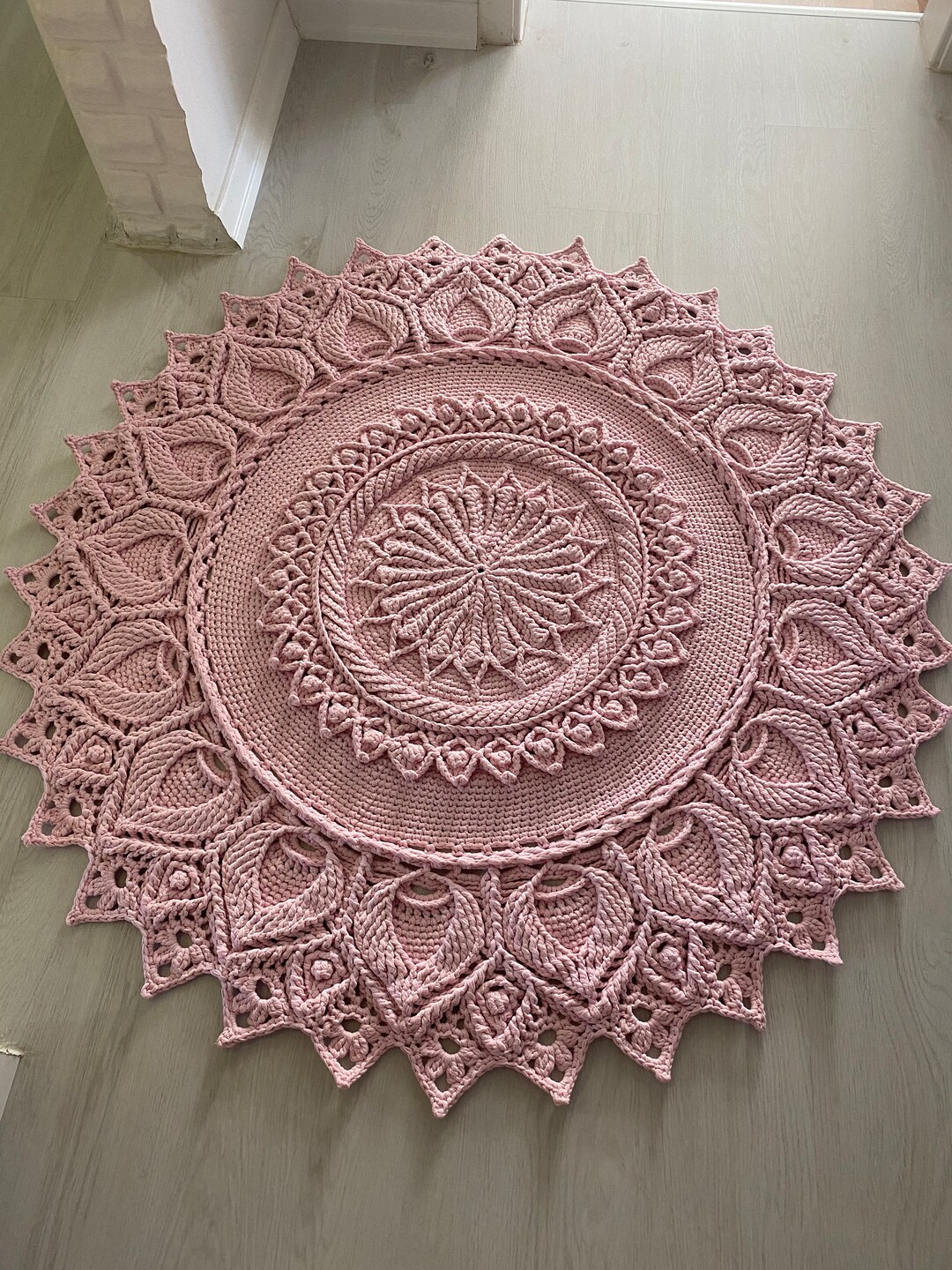 Handmade Crochet Rug,cotton Round Carpet,bedroom Carpet,girl Room