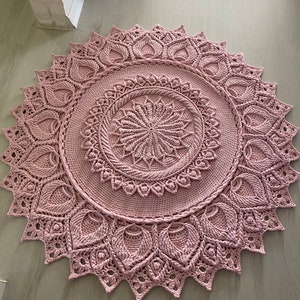 Crochet Round Rug,Round decorative area rug,Mothers Day Gift,Handmade Macrame Rug,Nursery mat,Home decor,Girl’s room floor,Knitted rug,Gifts