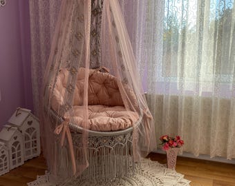 Girl’s Room Macrame Swing Chair,Birthday Gift,Book Reading Corner,Breastfeeding Chair,Rocking Chair for mother,Rocking Chair,Swing Chair,