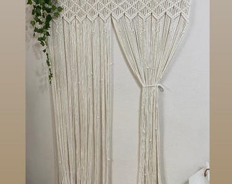 Handgefertigter Makramee Vorhang aus Baumwolle: Boho Türvorhang, Wanddeko, Boho Tür