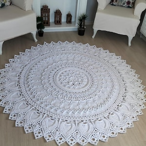 Kreis häkeln Kinderzimmer Waschbar Teppich, Housewarming Geschenk, Runder Teppich, Schlafzimmer Runder Strickteppich, Baumwollweißer Teppich, Weihnachtsgeschenk, Kinderzimmer Teppich