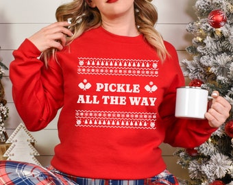 Pickleball Ugly Christmas Sweatshirt, Funny Holiday Sweater
