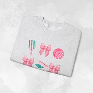 Preppy Pickleball Sweatshirt, Fun Pickleball Sweater, Cute Women's Pickleball Shirt, Coquette Aesthetic, Gift for Pickleball Player image 8