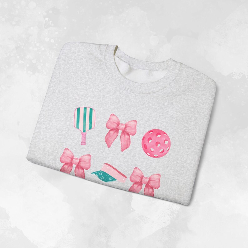 Preppy Pickleball Sweatshirt, Fun Pickleball Sweater, Cute Women's Pickleball Shirt, Coquette Aesthetic, Gift for Pickleball Player image 8
