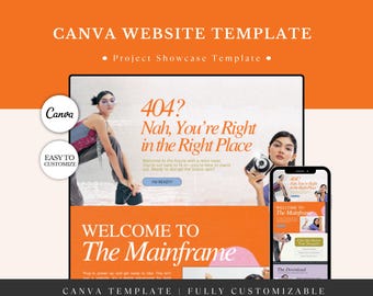 Bold, Y2K-Inspired 1-Page Canva Website Template for Women in Business—Stand out with an editable, aesthetic design built to convert