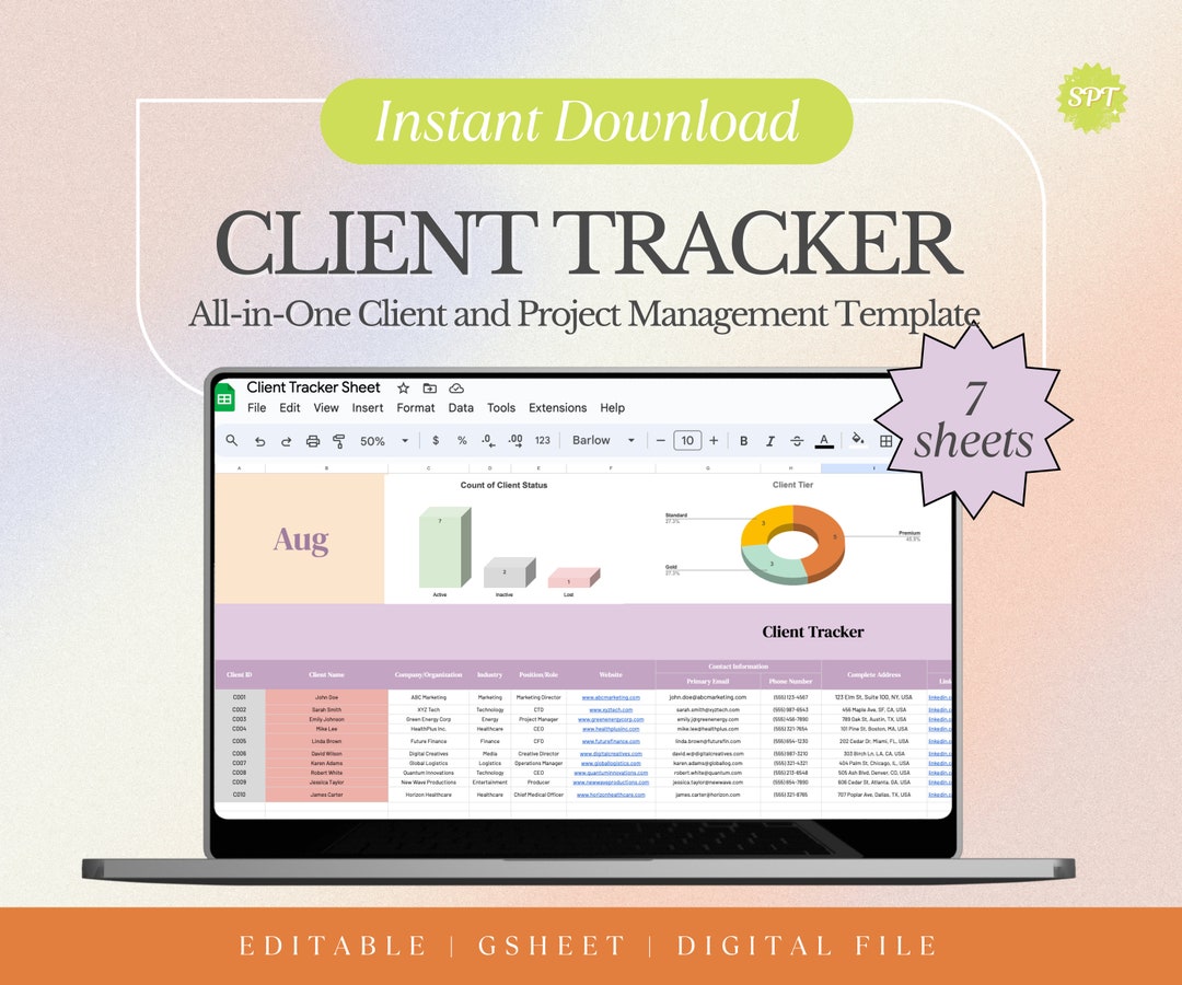 Client Tracker | Client Management Google Sheets | Project ...
