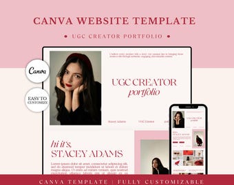 Modern UGC Portfolio Template | Editable Canva Website for Content Creators | UGC Media Kit & Social Media Portfolio Design