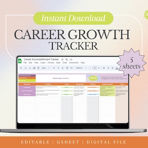 Career Growth Tracker - Work Accomplishment Log & Brag Book Planner - Digital Google Sheet Template for Career Development