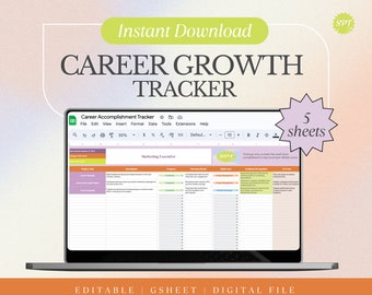 Career Growth Tracker - Work Accomplishment Log & Brag Book Planner - Digital Google Sheet Template for Career Development