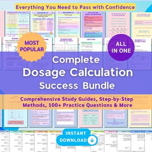 Complete Dosage Calculation Study Guide Bundle | Drug Calculations Workbook | Nursing Notes | Nursing Fundamentals | Nursing Student