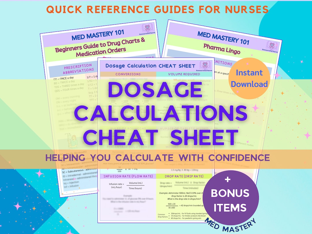 Medication Dosage Calculations Cheat Sheet Drug Calculation Formulas ...