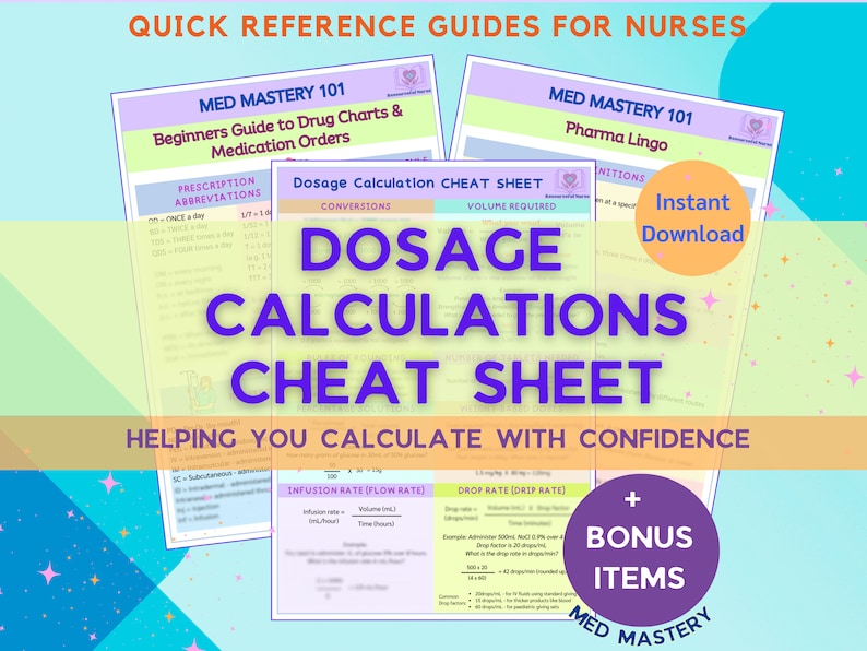 Medication Dosage Calculations Cheat Sheet Drug Calculation Formulas ...