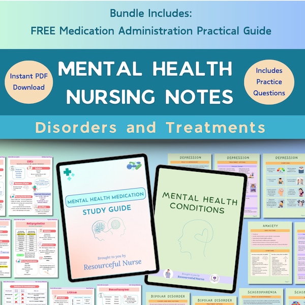 Pharmacology Study Guide | Mental Health Nursing Notes | Psychiatric Student Nurse | Pharmacy Notes Bundle | Digital Download