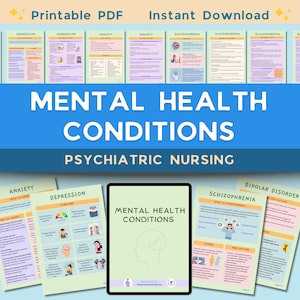 Notes pour les infirmières en santé mentale | Guide d'étude sur la santé mentale | Notes d'allaitement | Étudiante en soins infirmiers | Troubles de santé mentale | Psychiatrie | Numérique