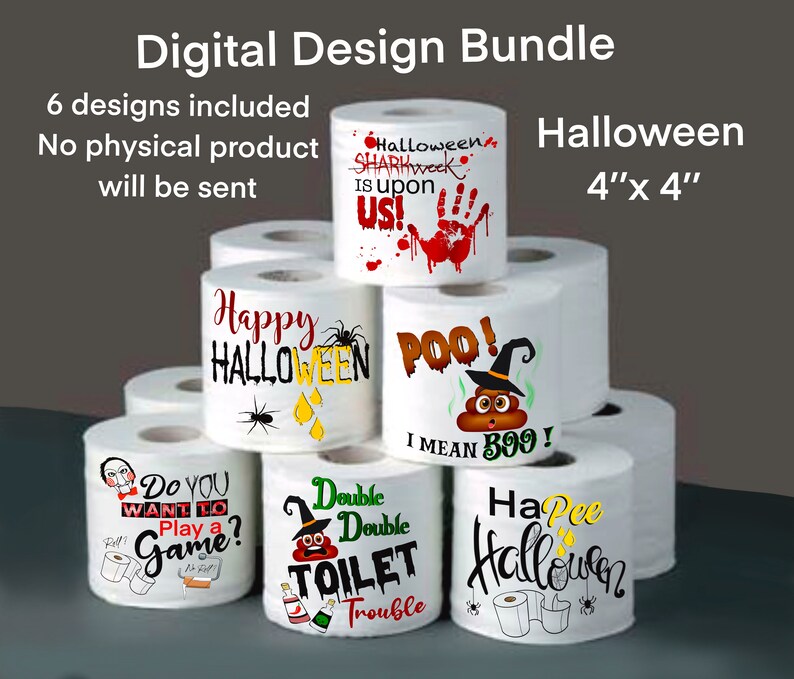 Halloween Toilet Roll Design Bundle, Toilet Roll Sublimation, Digital