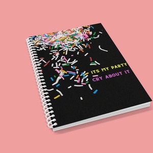 ITS MY PARTY Spiral Bound Journal,Birthday,School,Notebook,Party Notebook,Journal,Writing