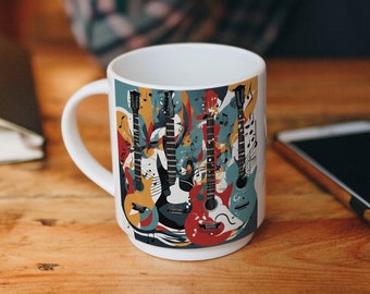 Abstract Guitar Art Coffee Mug, Gift for Musician