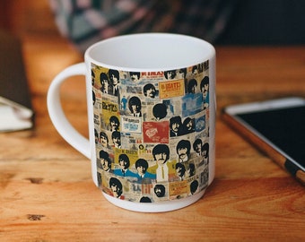 Taza de café con collage de los Beatles, regalo de música rock