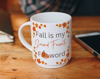 Funny Fall Coffee Mug, Pumpkins and Leaves, Autumn Season