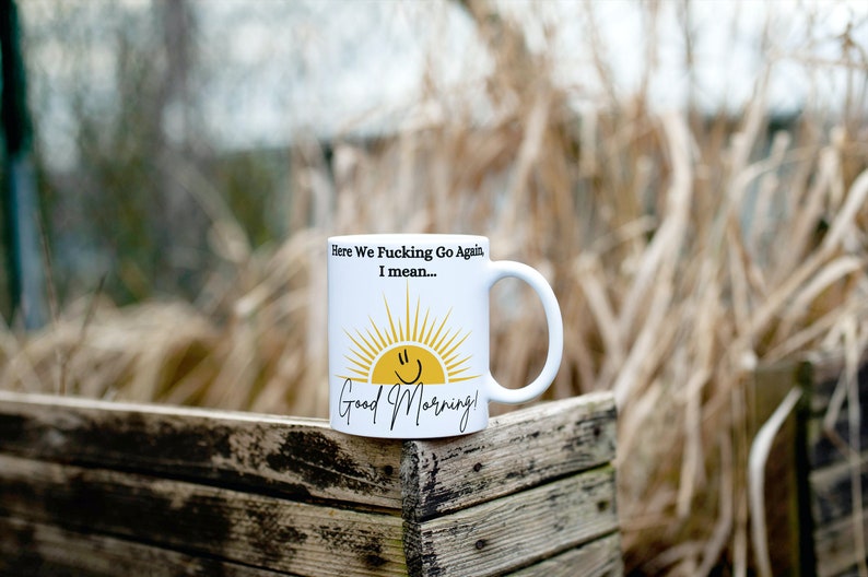Good Morning Mug, Good Morning Coffee Mug, Sunshine Mug, Funny Coffee Mug, Here We Fucking Go Again Mug, Humorous Coffee Mug, Funny Mug Gift image 8