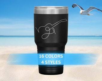 Guitar Insulated Tumbler, Musician Gift, Beach Mug