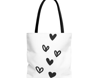 Black and white heart Tote Bag (AOP)