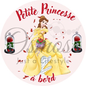 Autocollant Bébé à Bord - Petite Princesse Belle (La Belle & La Bête)