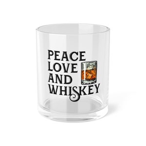 Vaso de whisky, Vaso de bar, Amor de paz y whisky, Regalo para amante del whisky, Regalo para papá, Navidad de whisky, Regalo de Navidad para novio, Regalo de Navidad