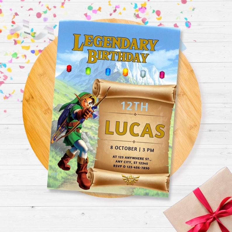 The Legend of Zelda Birthday Invitation, Invitation Zelda, Zelda