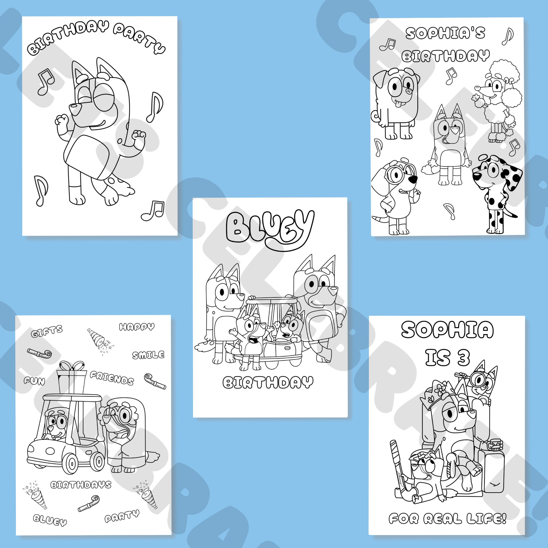 Blue Dog Coloring Sheet, 10 Personalized Blue Coloring Sheet, Kids