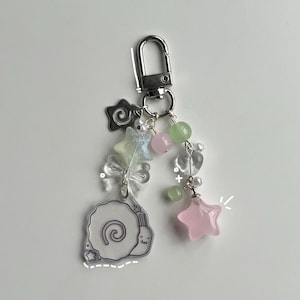 narutomaki snail lucky girl pink + green glass heisei retro dtdeco juminocore bag charm / keychain &lt;3
