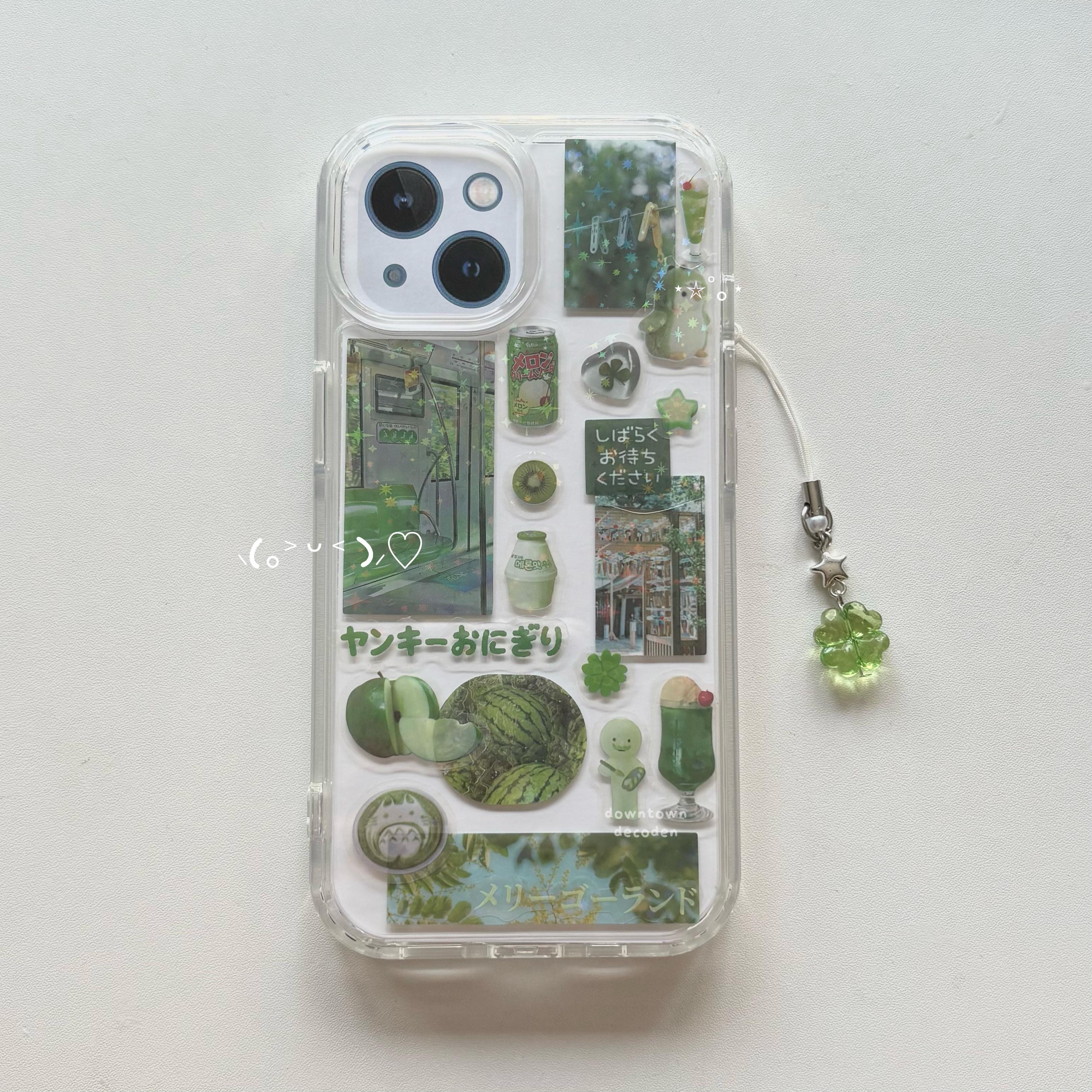 Heisei Retro Smiski Green Sticker Deco Resin Coated