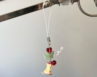 apple core + lucky jade butterfly glass lucky girl syndrome heisei retro juminocore dtdeco phone charm <3