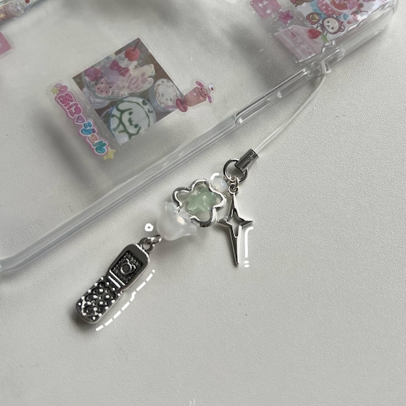 cell phone + sparkle silver heisei retro dtdeco juminocore y2k phone charm <3