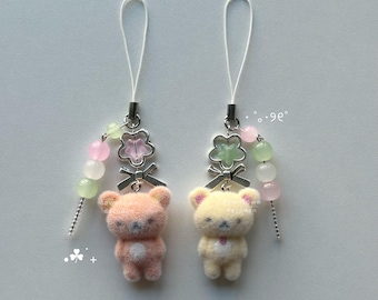 Dango bear buddies rose + vert figurine Heisei rétro dtdeco juminocore breloque pour sac/téléphone <3