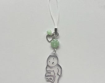 smiski “my tummy hurts” green dtdeco heisei retro blind box juminocore phone charm <3