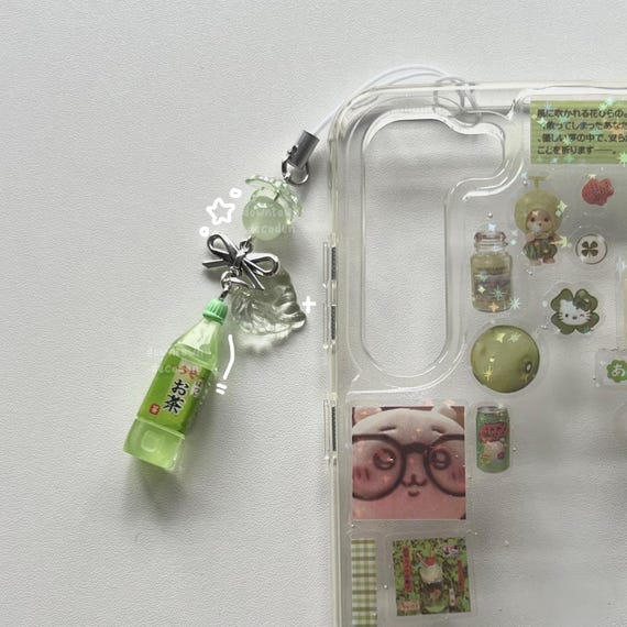 green tea + leaves heisei retro dtdeco juminocore japanese matcha phone charm <3