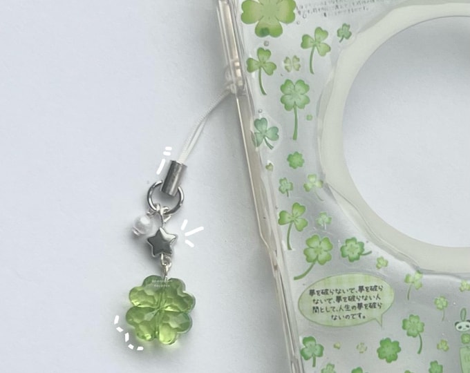 four leaf clover + silver star lucky girl heisei retro juminocore dtdeco phone / bag charm <3