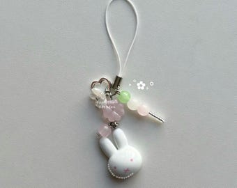sakura bunny + lucky dango heisei retro kawaii juminocore bag / phone charm <3