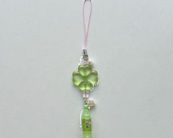 green tea + clover heisei retro dtdeco juminocore japanese matcha phone charm <3