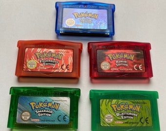 NEU GBA GBC Pokemon Smaragd Feuerrot Saphir Blattgrün Rubin Gameboy Advance Repro Spiel Editionen Kristall Gold Rot Blau gel Nintendo Ds nds