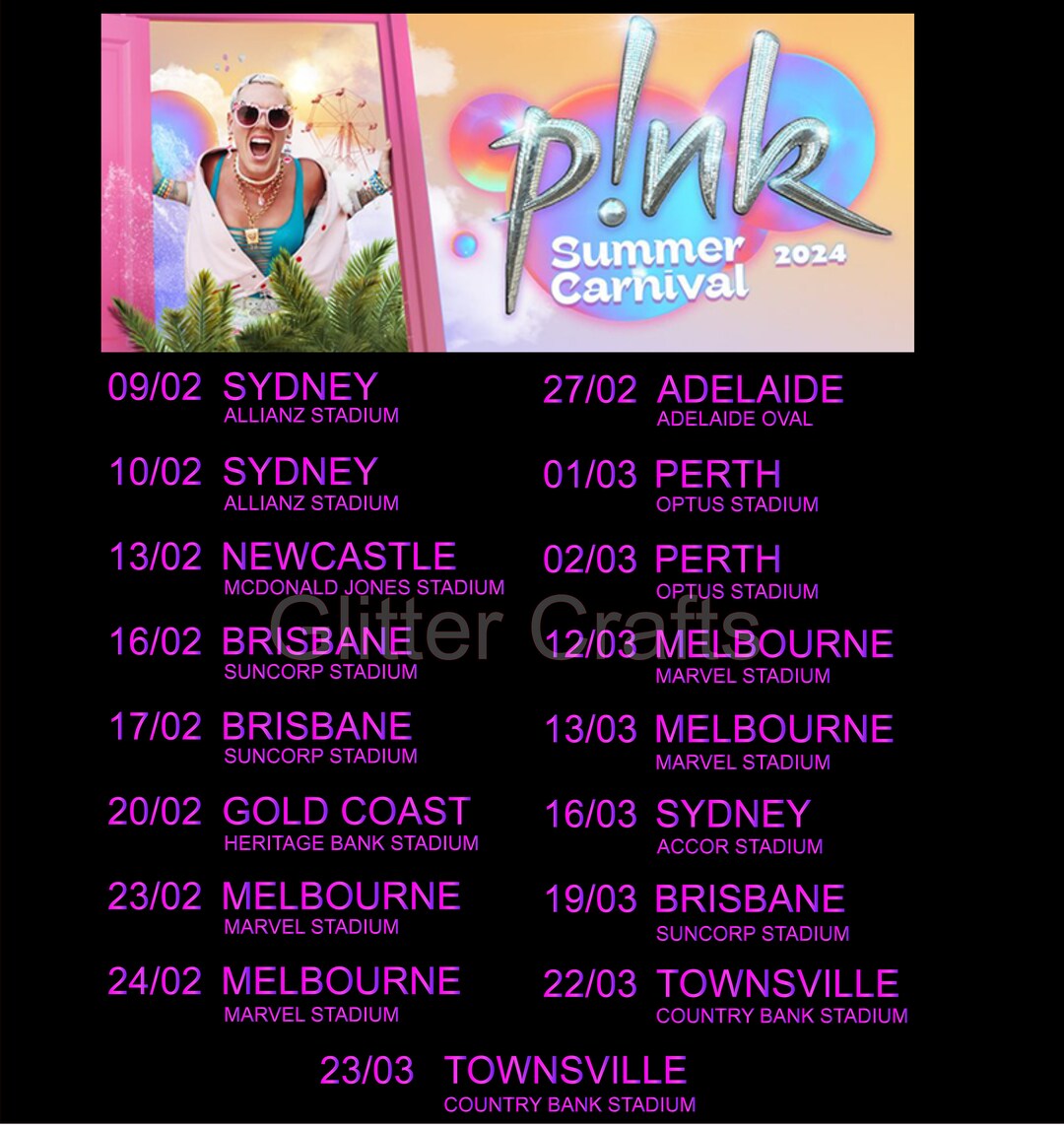 Pink Concert Australia 2024 Png Black and Pink Writing Etsy Australia
