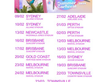 Pink Concert Australia 2024 png Black and Pink writing