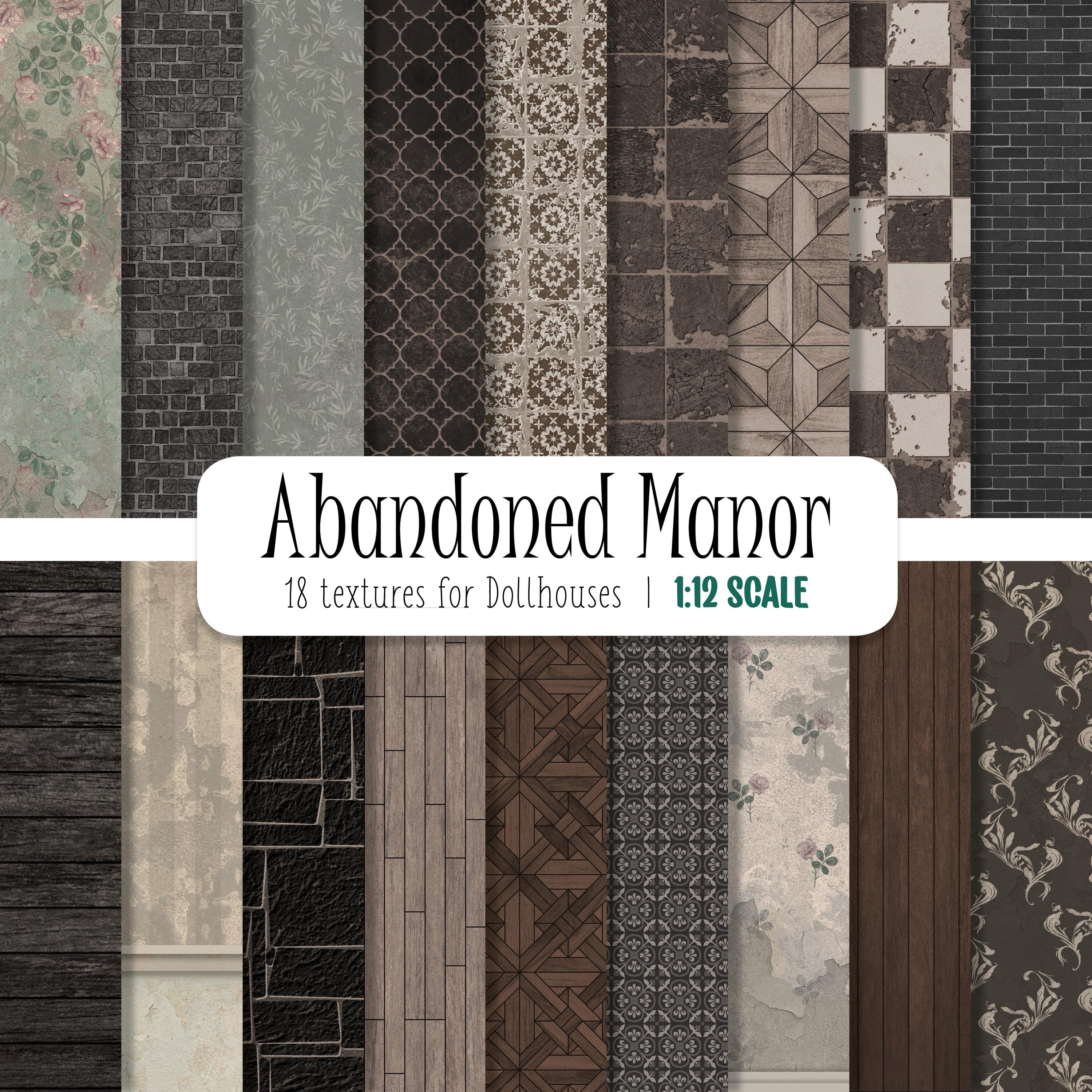 Dollhouse Paper, Miniature Old Gothic Wallpaper, Haunted House Textures Bundle, DIY Halloween Crafts, Diorama