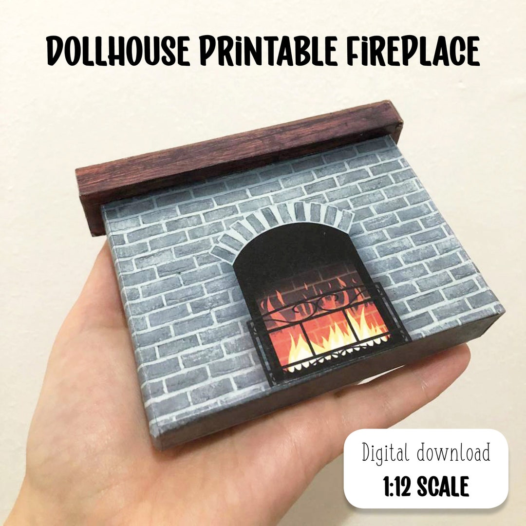 Dollhouse Fireplace (112 Scale). Printable Fireplace Template. Diorama